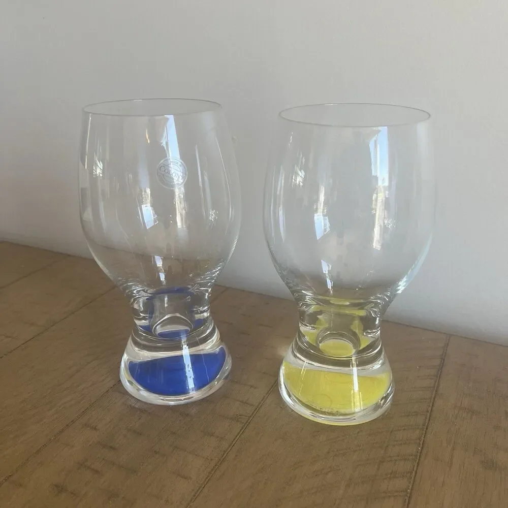 Wine Glasses Set Of Two Colony Weighted Bottom Czech Republic